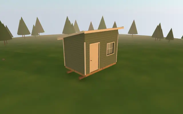 3D render of the 8×12 Bunkie from the cabin builder