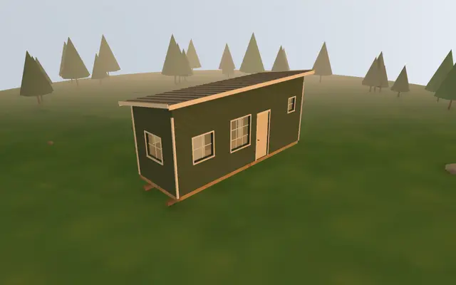 3D render of the 8×24 Tiny House from the cabin builder